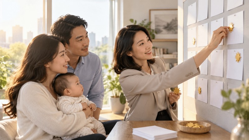 Naming consultant helping parents shortlist sunrise-related Chinese names