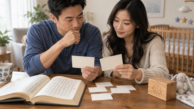 Parents comparing Chinese boy name candidates