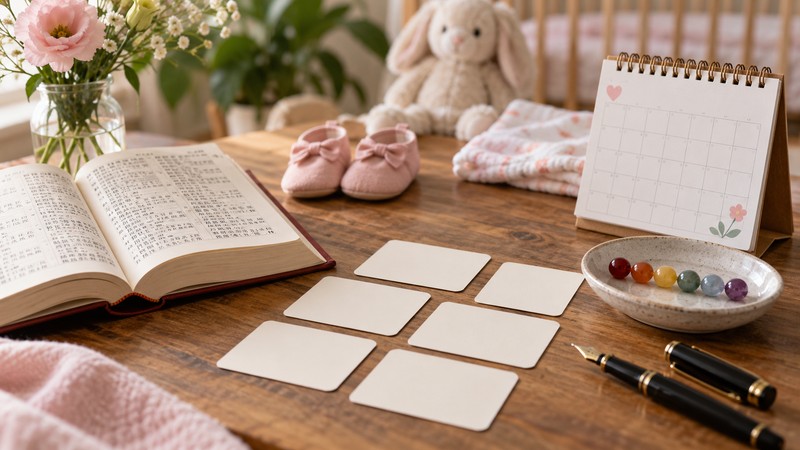Chinese girl name comparison desk with blank cards