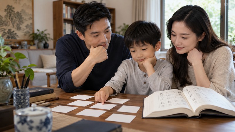 Chinese Names for Boys 2026: Meanings & Pinyin Guide 1 Family comparing Chinese boy name candidates