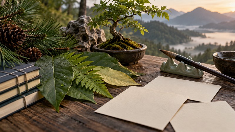 Chinese Names Meaning Forest: Characters, Pinyin, and Usage Checks 2 Layered forest leaves and scholar tree beside blank comparison cards