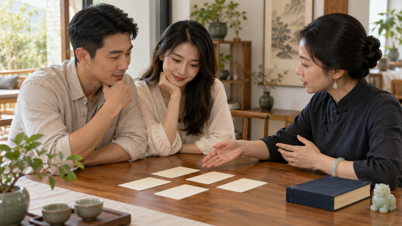 Rui Chinese Name Meaning: Characters, Tones, and Context 1 A family discussing Chinese name options with a language consultant